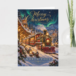 North Pole Christmas Train Merry Christmas Card