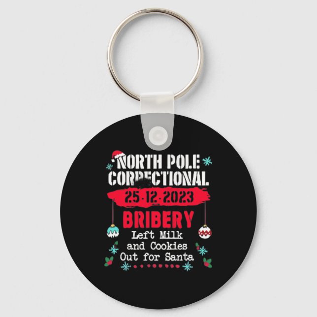 North pole correctional christmas pyjamas fun  key ring (Front)