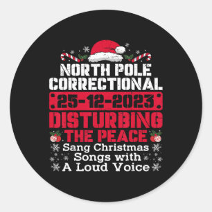 North pole correctional sang christmas songs with  classic round sticker