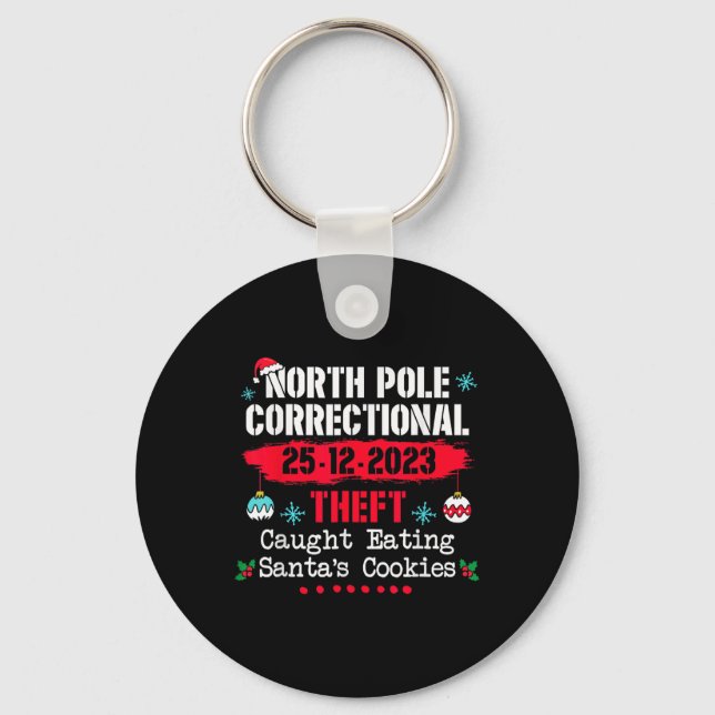 North Pole Correctional Theft Caught Eating Santa' Key Ring (Front)