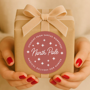 North Pole Delivery Sticker   Christmas Gift Seal