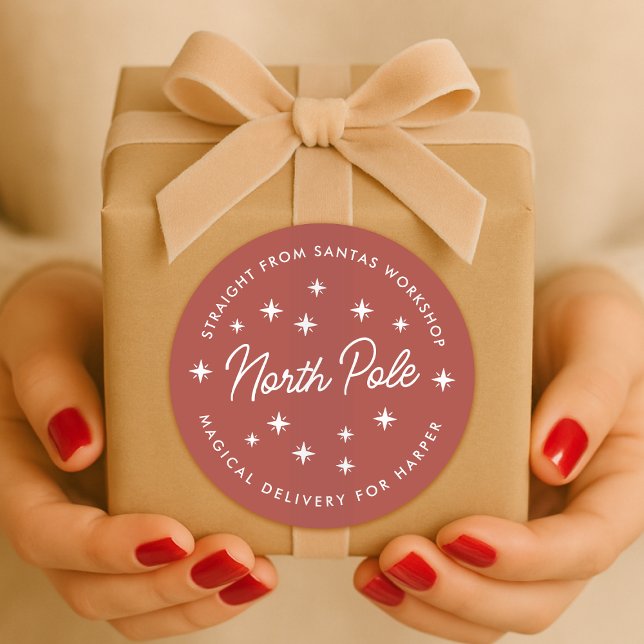 North Pole Delivery Sticker | Christmas Gift Seal (Santa's workshop special delivery gift sticker seal - magical delivery from the North Pole!)