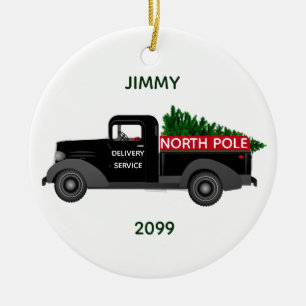 North Pole Delivery Truck - Ceramic Christmas Tree Decoration