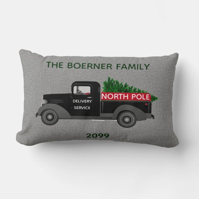 North Pole Delivery Truck Lumbar Square Throw Cushion (Front)