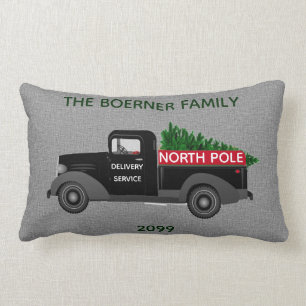 North Pole Delivery Truck Lumbar Square Throw Cushion