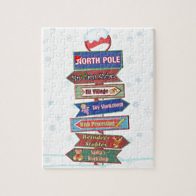 North Pole Directional Sign Jigsaw Puzzle (Vertical)