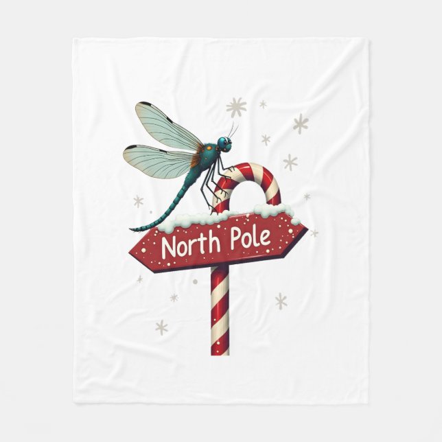 North Pole Dragonfly Fleece Blanket (Front)
