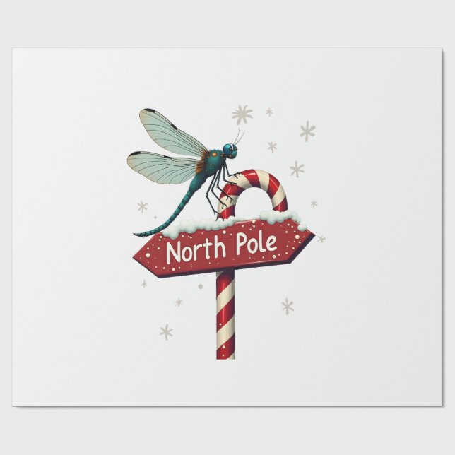 North Pole Dragonfly Wrapping Paper (Flat)