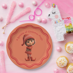 North Pole Elf Celebration Christmas Magic Paper Plate