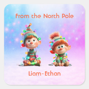 North Pole Elf Celebration Christmas Magic Square Sticker