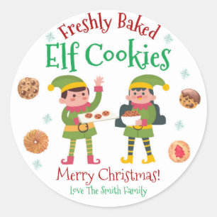 North Pole Elf Christmas Cookies Classic Round Sticker