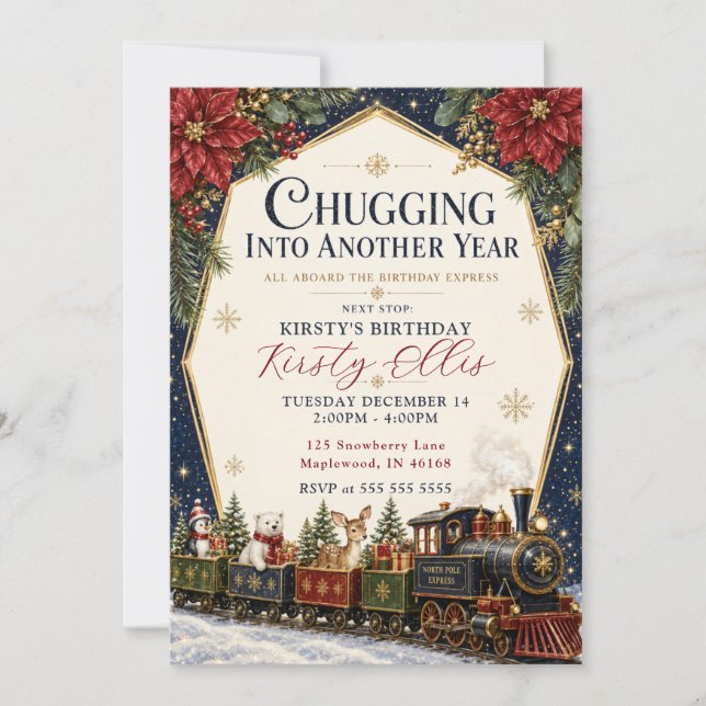North Pole Express Birthday Train Invitation (Front)