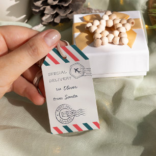 North Pole Express Christmas Air Mail Personalised Gift Tags