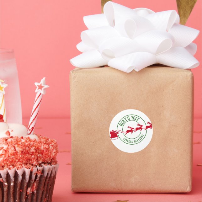 north pole express delivery classic round sticker (Party)