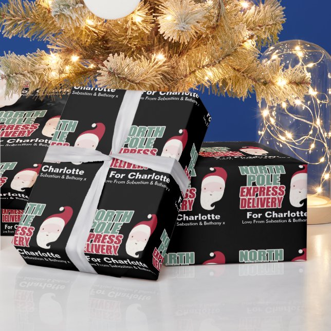 North Pole Express Delivery Personalised Santa Wrapping Paper (Holidays)