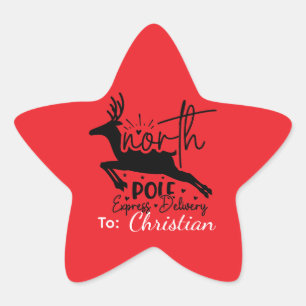North Pole Express Delivery Personalised Star Sticker