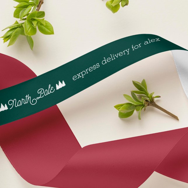 North Pole Express Delivery w/ Name | Christmas Satin Ribbon (Creator Uploaded)