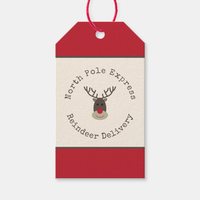 North Pole Express Reindeer Rudolph Gift Tag  (Front)