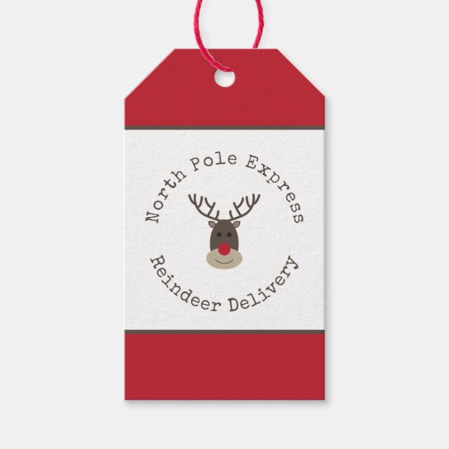 North Pole Express Reindeer Rudolph Gift Tag  (Front)