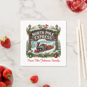 North Pole Express Santas Village Napkin