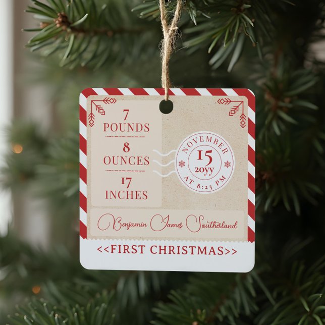 North Pole Express Train First Christmas Photo Metal Tree Decoration (North Pole Express Train First Christmas Photo Metal Ornament (Front))