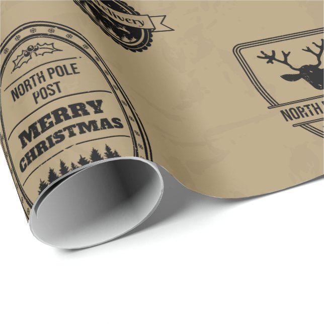 North Pole F-35 Stamps Wrapping Paper (Roll Corner)