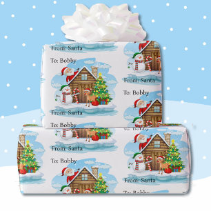 North Pole From Santa Add Child's Name Wrapping Paper