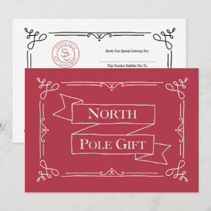 North Pole Gift Certificate Red & White Card