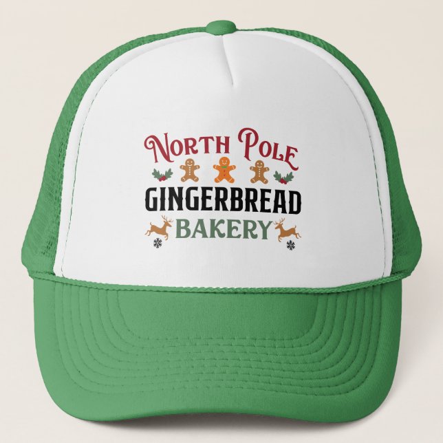 North Pole Gingerbread Bakery Trucker Hat (Front)