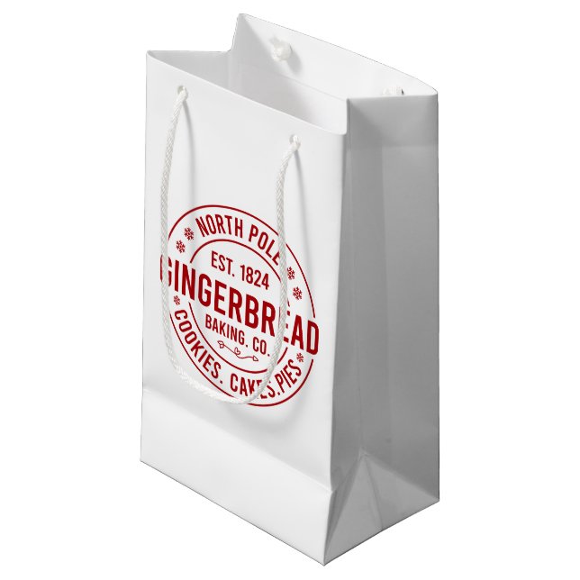 North Pole Gingerbread Cookies Cakes Pies  Small Gift Bag (Front Angled)