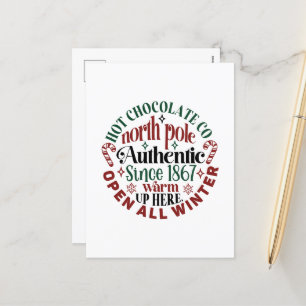 North Pole hot chocolate company Christmas  Holiday Postcard