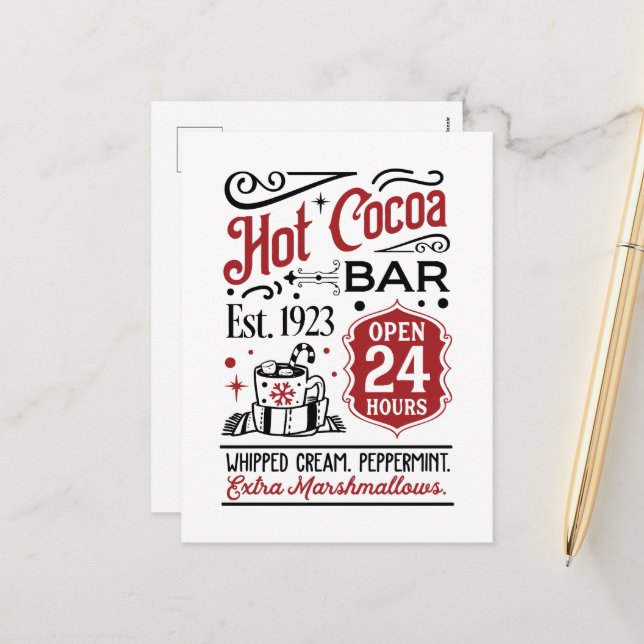North Pole hot cocoa bar  Holiday Postcard (Front/Back In Situ)