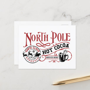 North Pole hot cocoa Christmas  Holiday Postcard