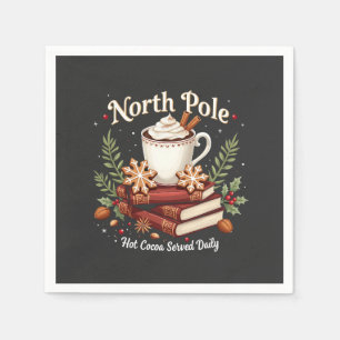 North Pole Hot Cocoa Served Daily Christmas Napkin