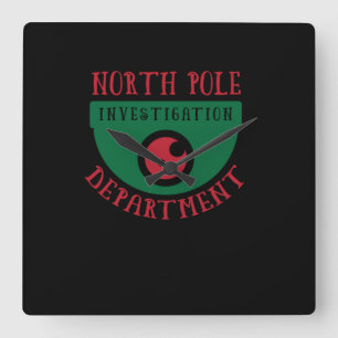 north pole investigation department square wall clock