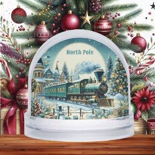 North Pole Magic Christmas Train Winter Wonderland Snowglobe