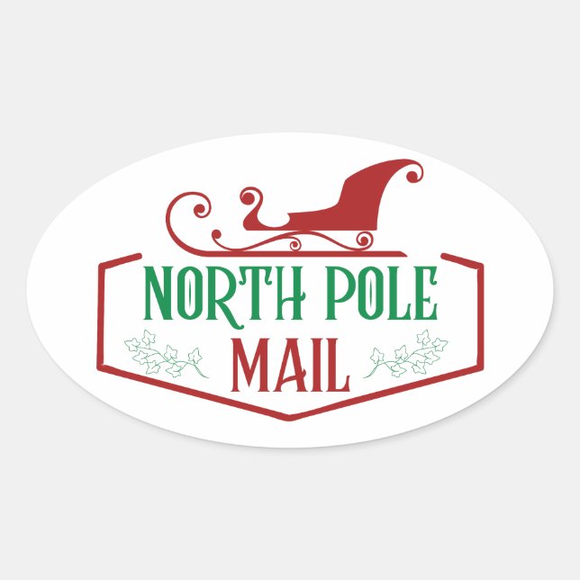 North Pole Mail  Oval Sticker (Front)