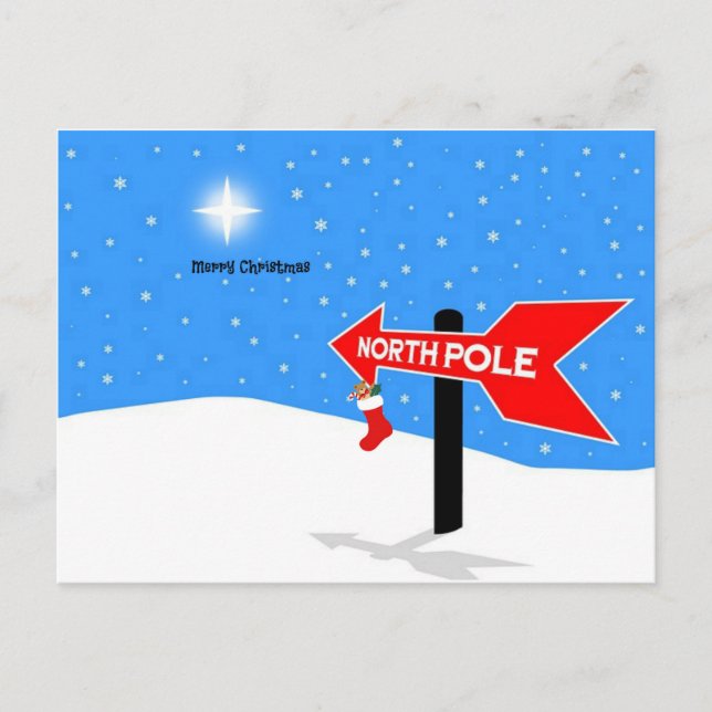 North Pole Merry Christmas Postcard (Front)