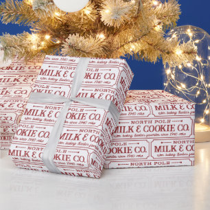 North pole milk and cookie company party wrap wrapping paper
