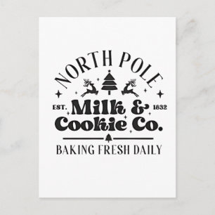 North Pole Milk and Cookies Baking Fresh daily Invitation Postcard