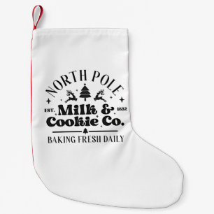 North Pole Milk and Cookies Baking Fresh daily Small Christmas Stocking