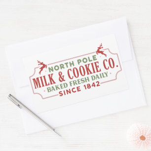 North Pole milk cookie company Christmas  Rectangular Sticker