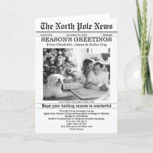 North Pole News Christmas Newspaper Personalised Holiday Card