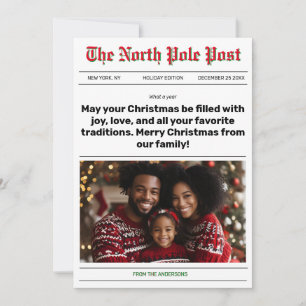 North Pole Newspaper Christmas Greeting Card