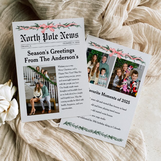 North Pole Newspaper Christmas Photo Card (Creator Uploaded)