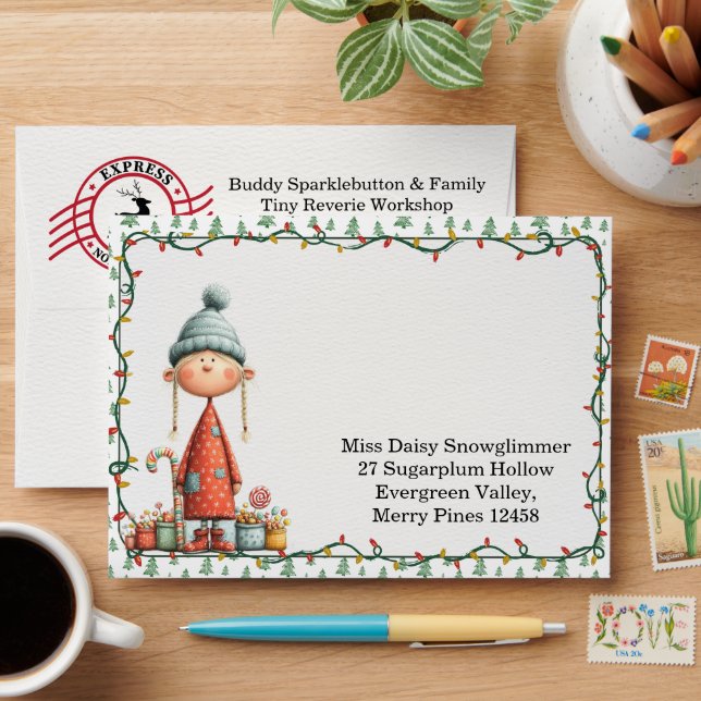 North Pole party Magic | Enchanted Elf Envelope (Desk)