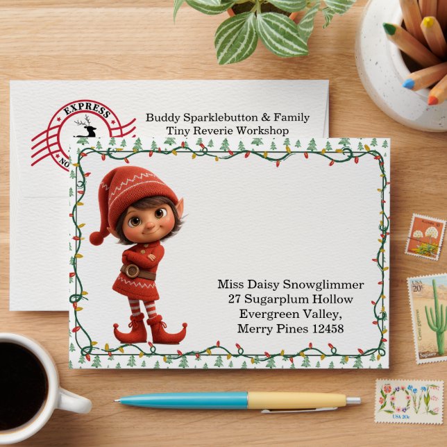 North Pole party Magic | Enchanted Elf Envelope (Desk)