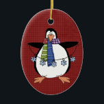 North Pole Penguin Ceramic Christmas Ornament<br><div class="desc">Text can be added to this ornament to make a personalized holiday gift. If you need help,  just click on the contact link below to send the designer a personal detailed message.</div>