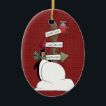 North Pole Penguin Ceramic Christmas Ornament<br><div class="desc">Text can be added to this ornament to make a personalised holiday gift. If you need help,  just click on the contact link below to send the designer a personal detailed message.</div>