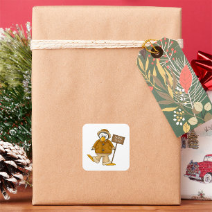 North Pole Penguin Square Sticker